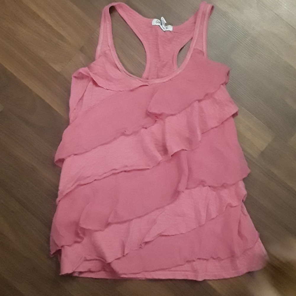 Pink ruffle tank